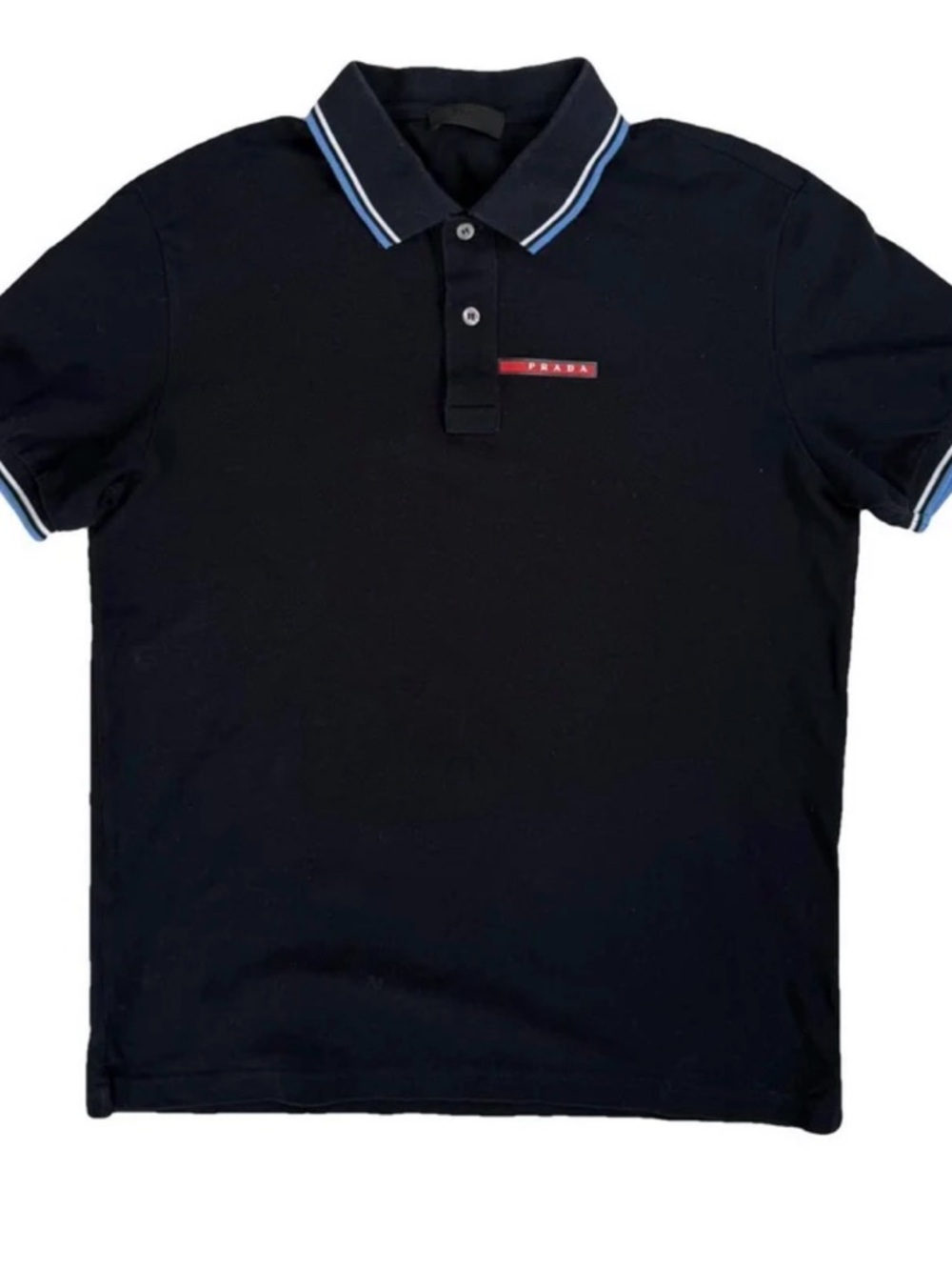 Prada Navy Polo with White & Light Blue Trim